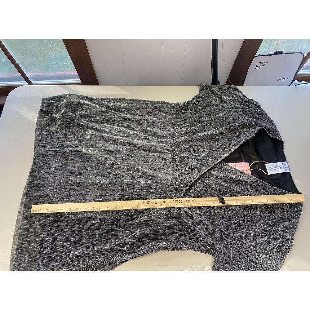 Serra Dress Womens XXL Metallic Silver Pleated Faux Wrap New Years Party Glam - Picture 11 of 15
